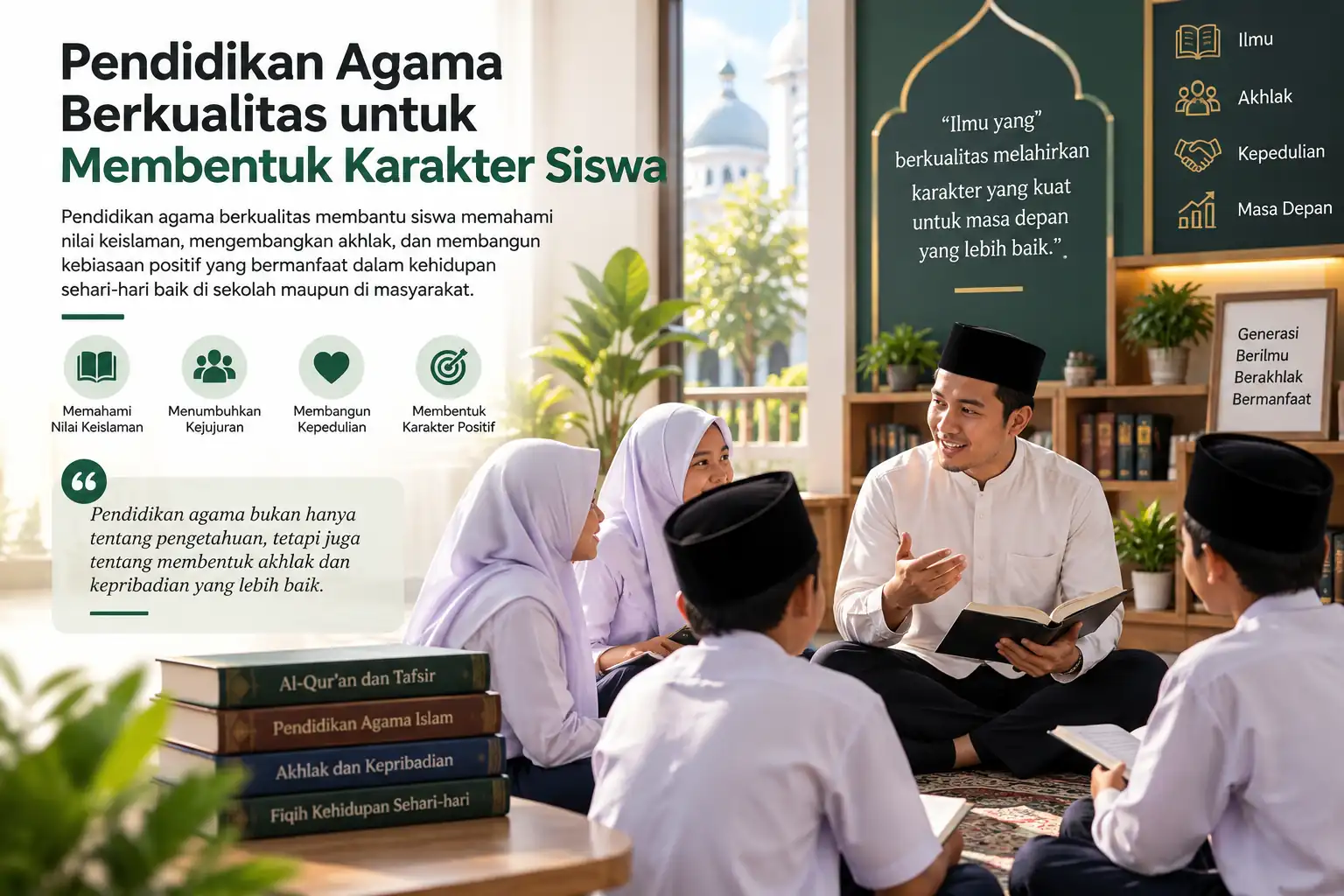 siswa mengikuti pembelajaran agama Islam untuk membentuk karakter dan akhlak